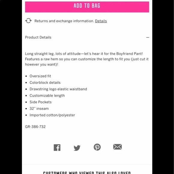 VS PINK BOYFRIEND PANT LOGO WAISTBAND SZ SM NAVY FULL ZIP SWEATSHIRT SZ M RED - Picture 12 of 14